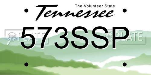 573SSP Tennessee License Plate
