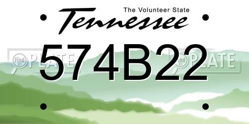 574B22 Tennessee License Plate