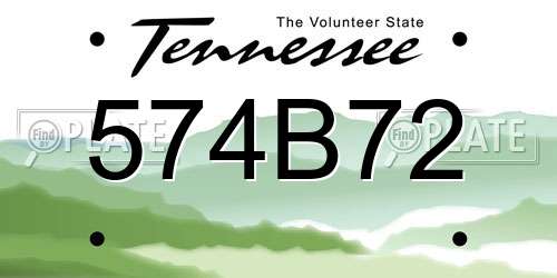 574B72 Tennessee License Plate