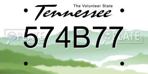 574B77 Tennessee License Plate