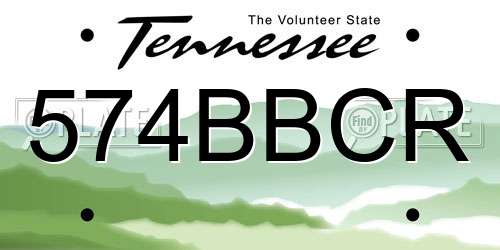 574BBCR Tennessee License Plate