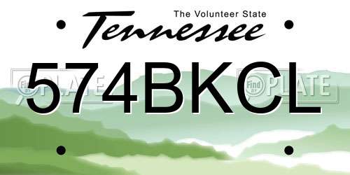 574BKCL Tennessee License Plate