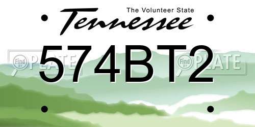 574BT2 Tennessee License Plate