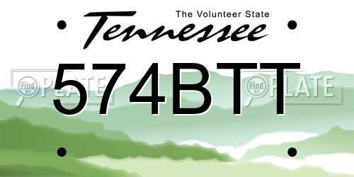 574BTT Tennessee License Plate