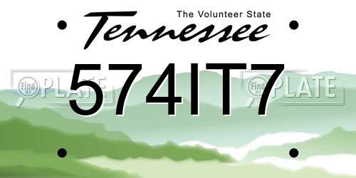 574IT7 Tennessee License Plate