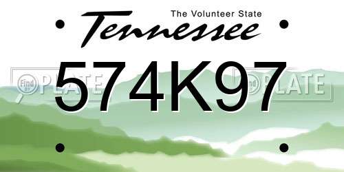 574K97 Tennessee License Plate