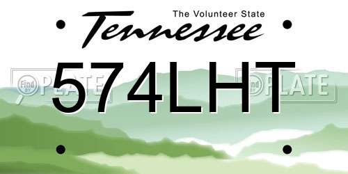 574LHT Tennessee License Plate