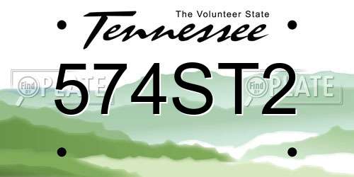 574ST2 Tennessee License Plate