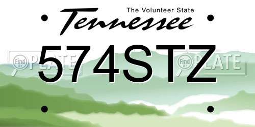 574STZ Tennessee License Plate
