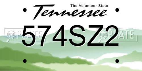 574SZ2 Tennessee License Plate