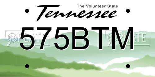 575BTM Tennessee License Plate