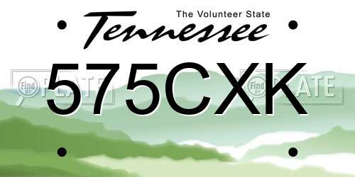 575CXK Tennessee License Plate