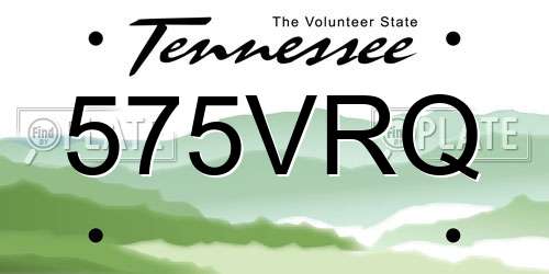 575VRQ Tennessee License Plate