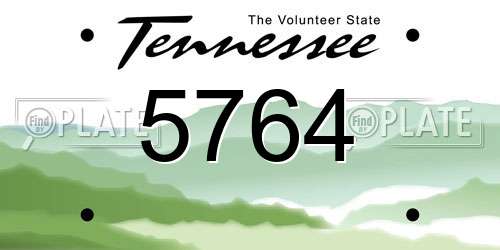 5764 Tennessee License Plate