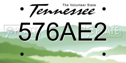 576AE2 Tennessee License Plate