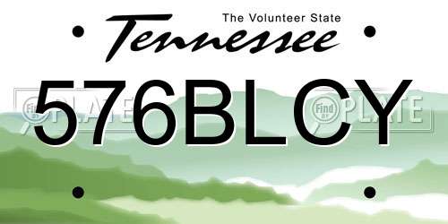 576BLCY Tennessee License Plate