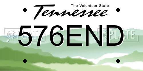 576END Tennessee License Plate