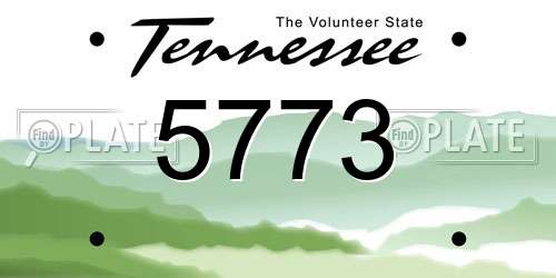 5773 Tennessee License Plate