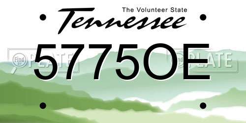 5775OE Tennessee License Plate