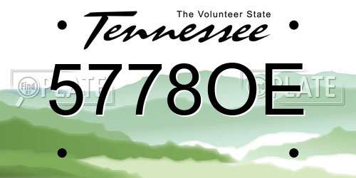 5778OE Tennessee License Plate