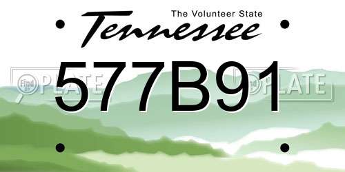 577B91 Tennessee License Plate