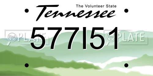 577I51 Tennessee License Plate
