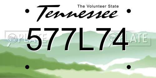 577L74 Tennessee License Plate