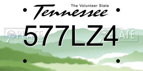 577LZ4 Tennessee License Plate