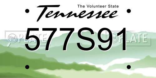 577S91 Tennessee License Plate