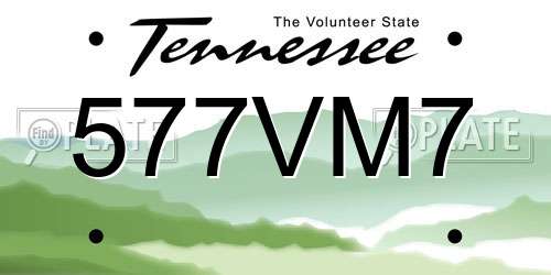 577VM7 Tennessee License Plate