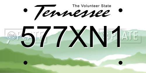 577XN1 Tennessee License Plate