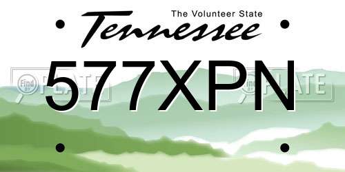 577XPN Tennessee License Plate