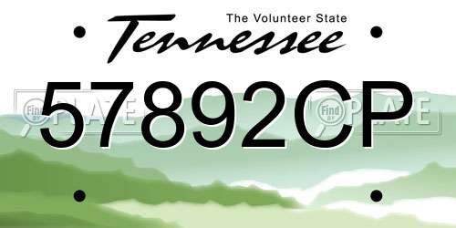 57892CP Tennessee License Plate