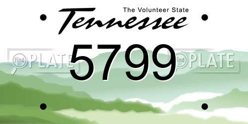 5799 Tennessee License Plate