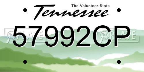 57992CP Tennessee License Plate