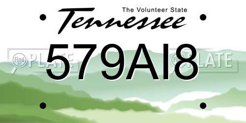 579AI8 Tennessee License Plate