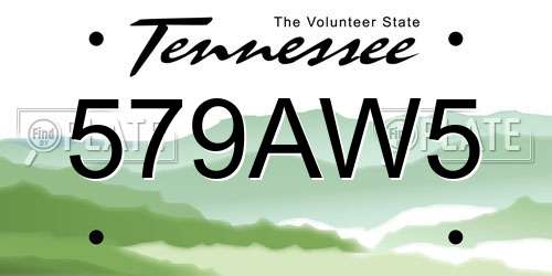 579AW5 Tennessee License Plate
