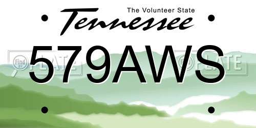 579AWS Tennessee License Plate