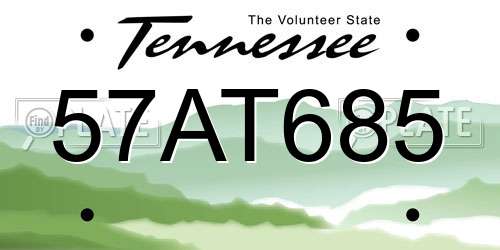 57AT685 Tennessee License Plate