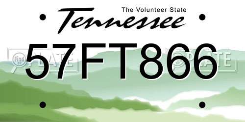 57FT866 Tennessee License Plate