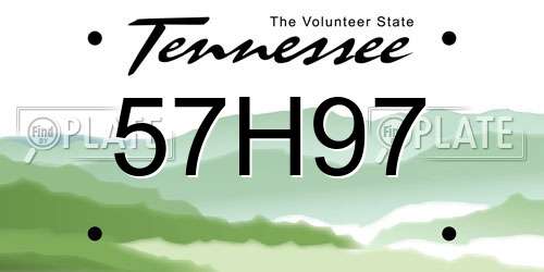 57H97 Tennessee License Plate