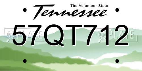 57QT712 Tennessee License Plate