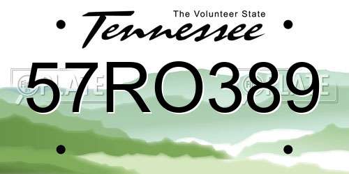 57RO389 Tennessee License Plate