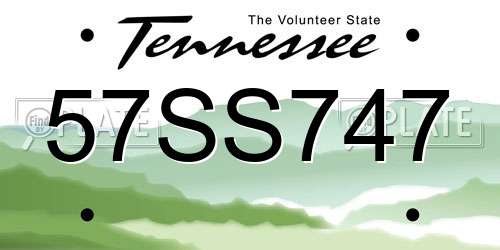 57SS747 Tennessee License Plate
