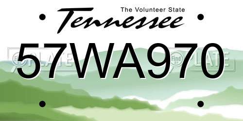 57WA970 Tennessee License Plate