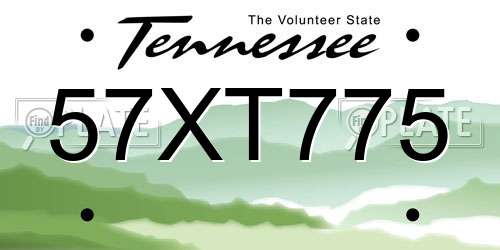 57XT775 Tennessee License Plate