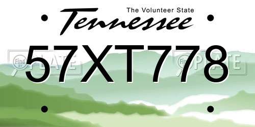 57XT778 Tennessee License Plate
