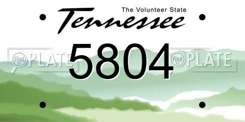 5804 Tennessee License Plate