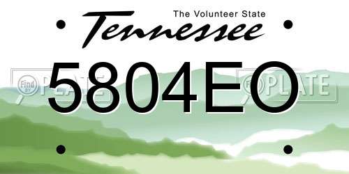 5804EO Tennessee License Plate