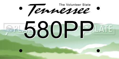 580PP Tennessee License Plate
